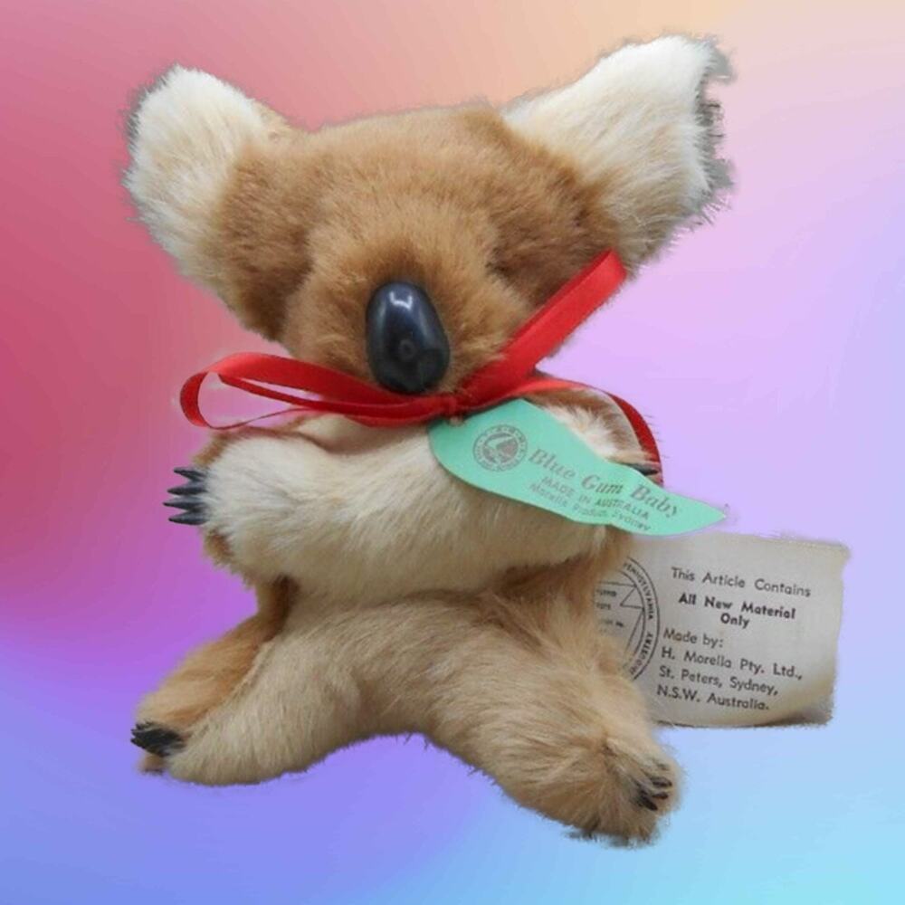 Vintage Australia Koala Bear Blue Gum Baby Souvenir Real Fur 6"